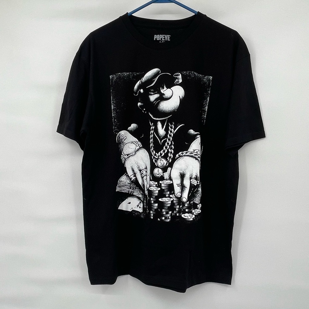 Popeye nwot black white chains money short sleeve tee